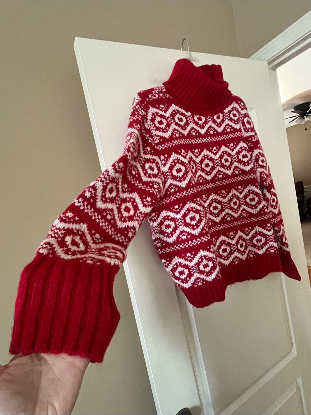 Joseph A. Designer Red & White Fair Isle Turtleneck Sweater Women’s Size 1X - Picture 10 of 14